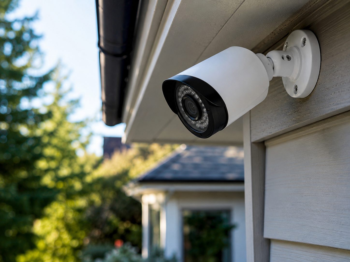 Security cameras mounted outdoors